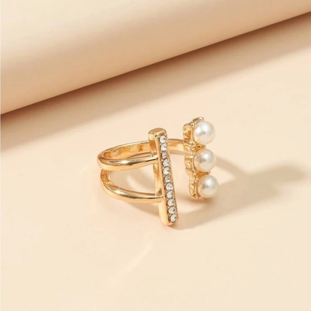 GOLD PEARL CUFF RING - Picture 4 of 4